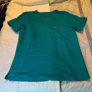 EUC teal FIGS Catarina top small